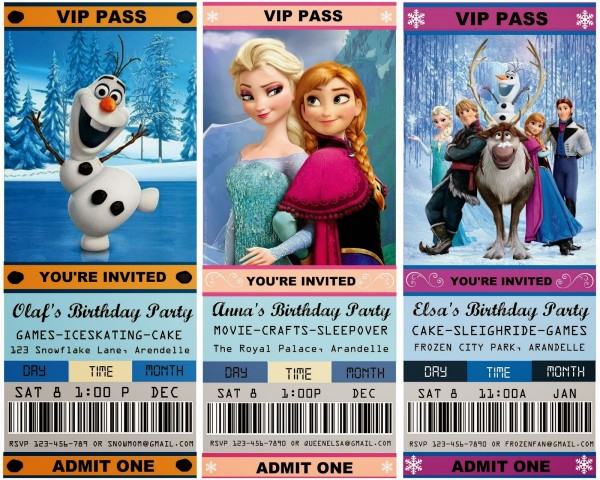 frozen party invintations